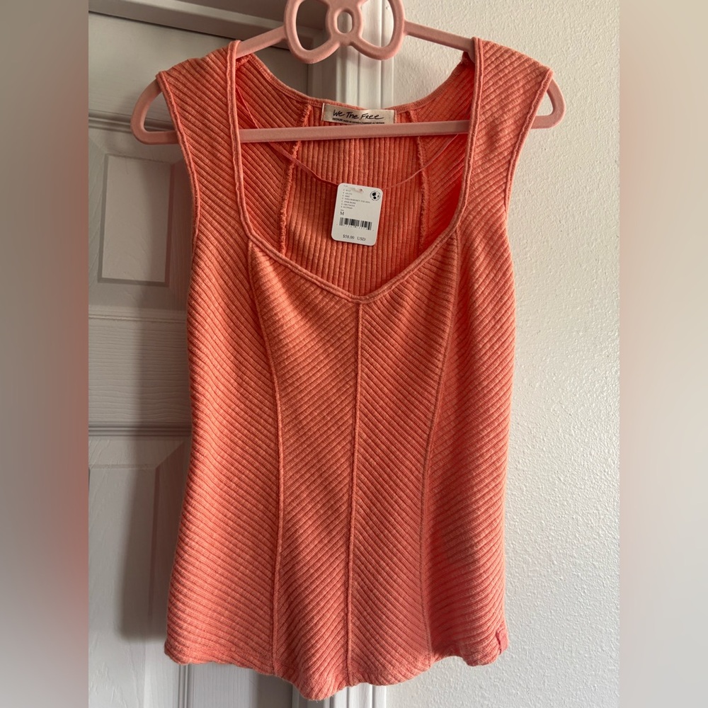 We The Free Peach Ribbed Tank Top